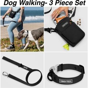 NWT Canada Pooch Walking Dog Bag, Waterproof Odor Resistant Collar‎ & Leash Set